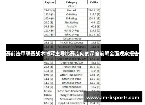 赛前法甲联赛战术博弈主导比赛走向的深度前瞻全面观察报告